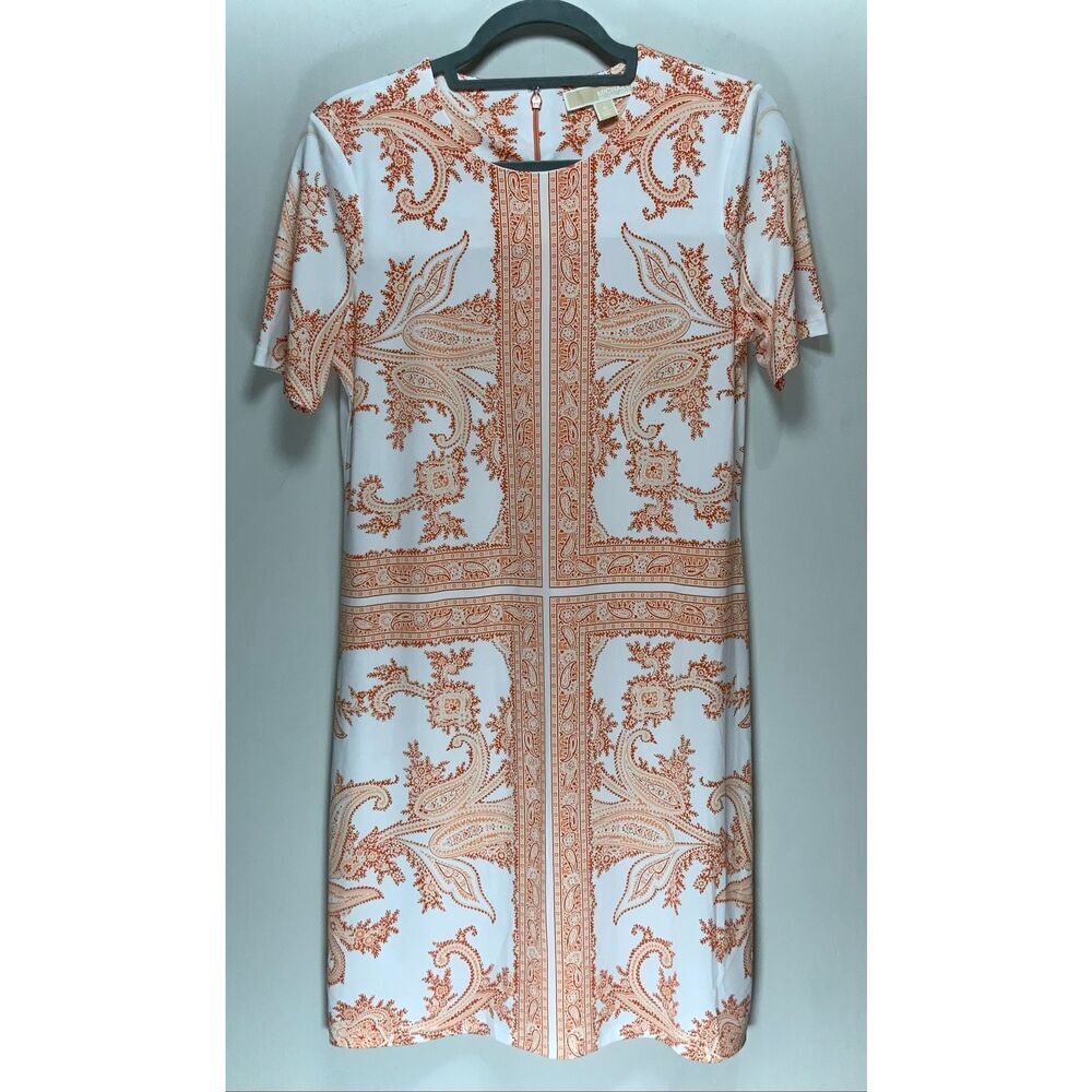 MICHAEL Michael Kors Scarf-Print Crewneck Sheath Dress size Medium